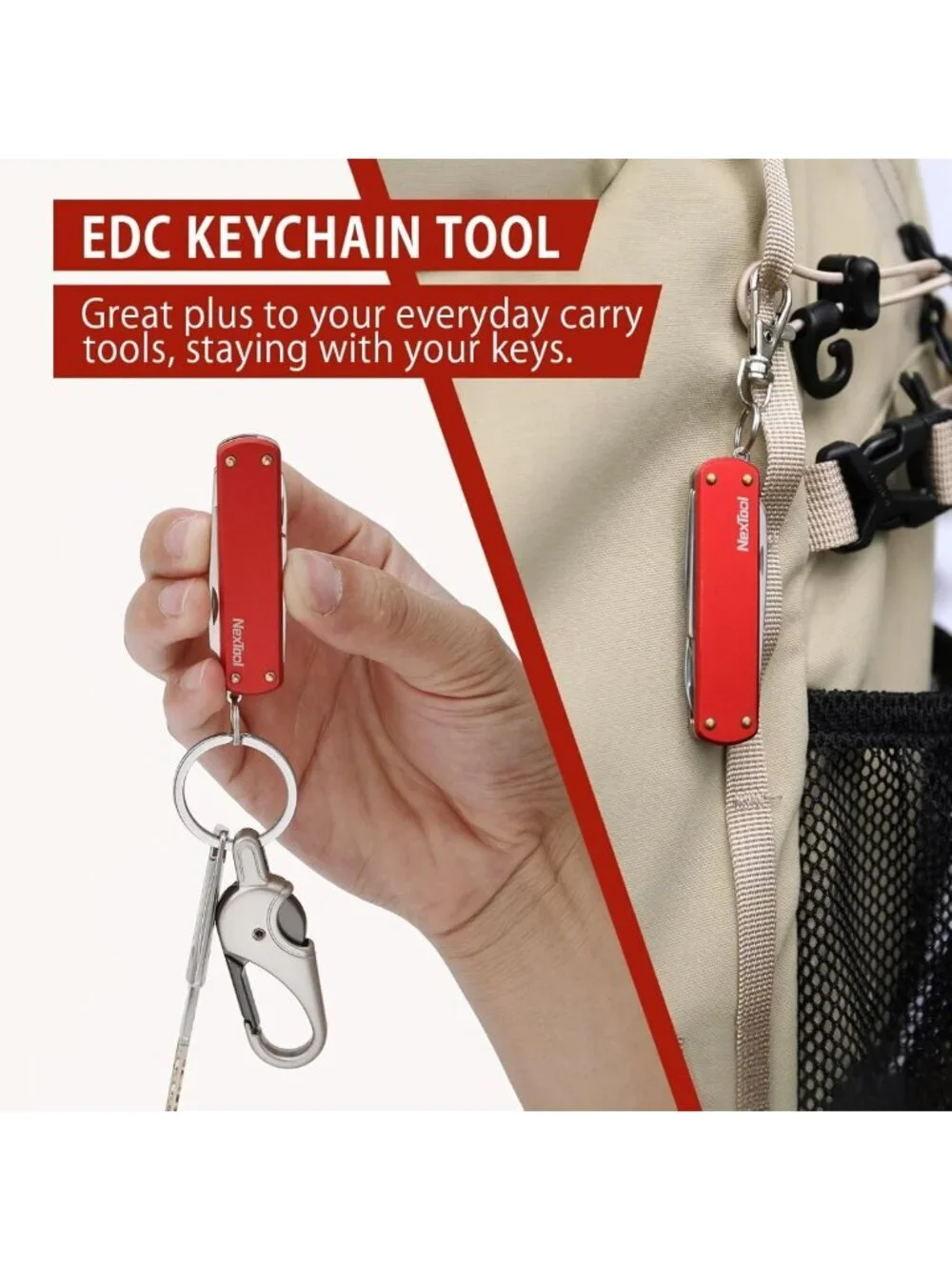 5-in-1 Mini Keychain Multitool Knife with Scissors, Screwdrivers & Nail File